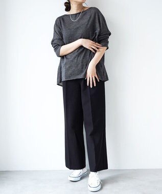 TOQUE 〈大草直子さんアドバイザー〉アルパカシルクニット 長袖 オーバーサイズ チャコール