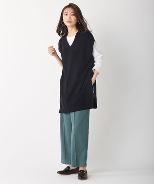 J.PRESS LADIES 【洗える】コットンセルロース チノ パンツ スモーキーグリーン系