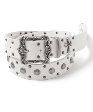 WEGO Mクロスモチーフスタッズベルト ホワイト