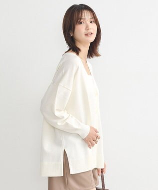 earth music&ecology レーヨンルーズＶネックカーディガン Ivory
