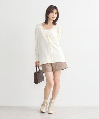 earth music&ecology レーヨンルーズＶネックカーディガン Ivory