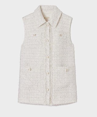 GRACE CONTINENTAL ツイードカバーオールジレ ホワイト