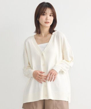 earth music&ecology レーヨンルーズＶネックカーディガン Ivory