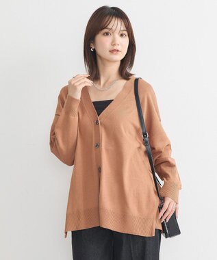 earth music&ecology レーヨンルーズＶネックカーディガン Camel