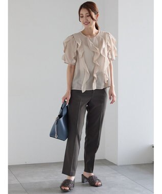 Te chichi メタル釦楊柳テーパードパンツ チャコールグレー