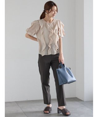 Te chichi メタル釦楊柳テーパードパンツ チャコールグレー