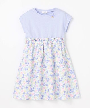 ANY KIDS 【接触冷感】ひんやり ドッキングワンピース サックスブルー×花柄