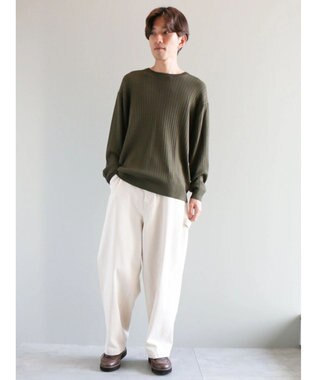 CRAFT STANDARD BOUTIQUE ワイドリブクルーネックニットプルオーバー Khaki