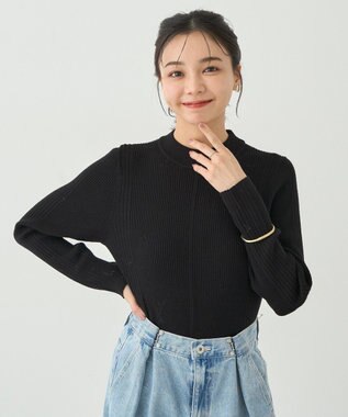 earth music&ecology やわらかタッチハイネックリブニットプルオーバー Black