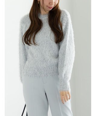 Te chichi シャギーヤーンロングスリーブニット グレー