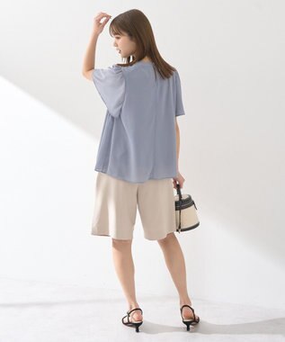 earth music&ecology マジョリカプリーツ半袖ブラウス Sax