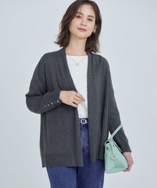 組曲 L 【WEB限定】セミウーステッド ニットカーディガン チャコールグレー系