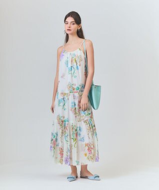 GRACE CONTINENTAL ボタニカルティアードドレス キナリ