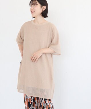 Green Parks 半袖メッシュドッキングチュニック