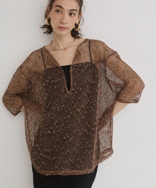 WEGO 【ANGIE VINTAGE】メッシュスキッパープルオーバー ブラウン