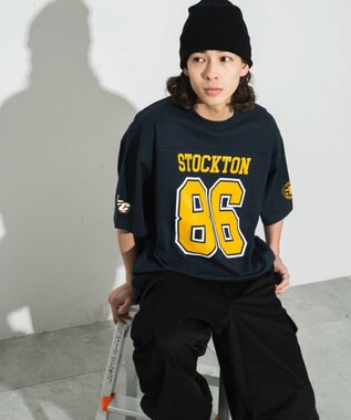 WEGO 【ユニセックス着用ITEM/手洗い可/MLサイズ】フットボールBIG　T（S） ネイビー