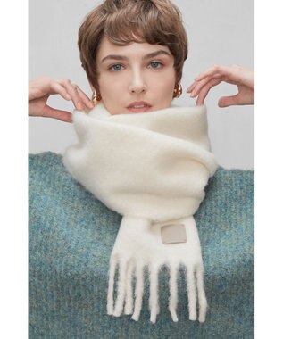  【WEB限定】FURLA ウール混シャギー無地マフラー/幅40cm