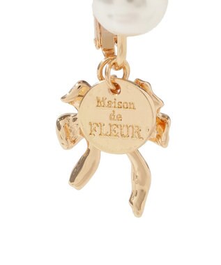 Maison de FLEUR カーリーリボンパールイヤリング Gold