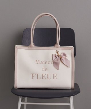 Maison de FLEUR ロゴ刺繍キャンバストートバッグ Pink