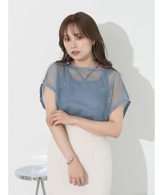 earth music&ecology ＳＥＴ２点メッシュプルオーバー＋タンクトップ Ivory