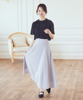 earth music&ecology マジョリカプリーツ半袖ブラウス Dot Navy