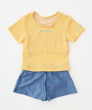 OP／FILA 【Ocean Pacific】ニットボーダーTシャツ風水着 イエロー