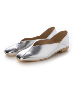 MODE ET JACOMO <carino>スクエアトゥフラットパンプス シルバー