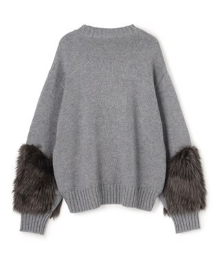 BEIGE， 【洗える】CHESTER / フェイクファーVネックカーディガン Md.Gray