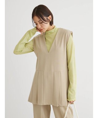 Green Parks ・Ｐｅｔｉｔ　Ｆｌｅｕｒ　サイドプリーツベスト Gray Beige