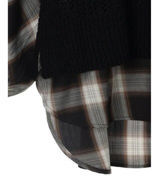AMERICAN HOLIC ＳＥＴ　ボリュームスリーブシャツ＋ニットベスト Check Black