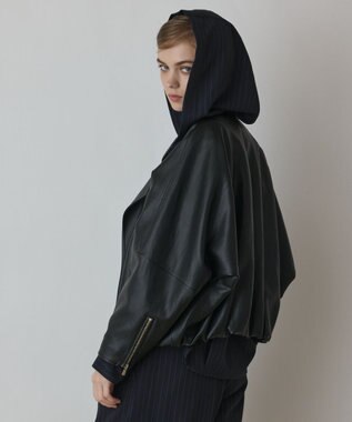 GRACE CONTINENTAL フェイクレザーライダース ブラック