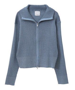 Green Parks 配色リブＺｉｐニットカーディガン Blue