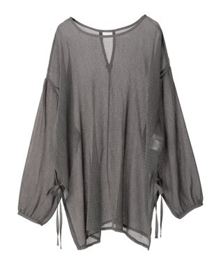 Green Parks 前後２Ｗａｙ　シフォンプリーツチュニック Charcoal Gray