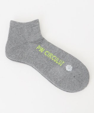 PW CIRCULUS 【MEN】【土踏まずをサポート】ロゴ ショートソックス ライトグレー系