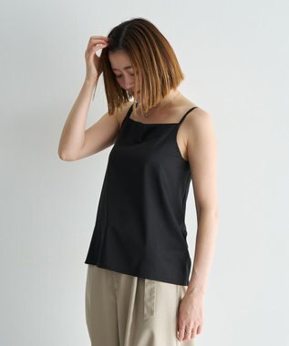 YECCA VECCA ボートネックサテンキャミ Black