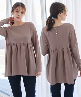 【洗える】ギャザーフレアニットチュニック