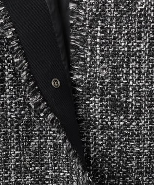 ICB L スパングルツイード ノーカラーコート ブラック×オフホワイト系