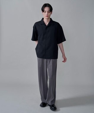 WEGO 【速乾/しわになりにくい/MLサイズ展開】ドライポリオープンカラーシャツ（SS） ブラック