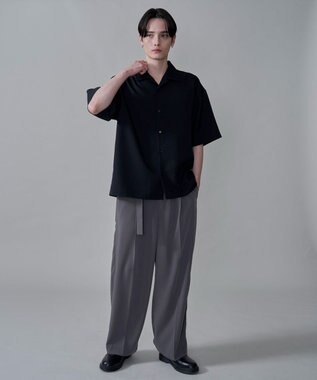 WEGO 【速乾/しわになりにくい/MLサイズ展開】ドライポリオープンカラーシャツ（SS） ブラック