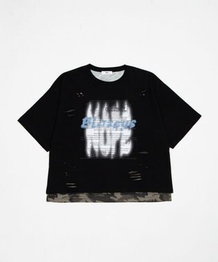 WEGO 【機能T】接触冷感メッシュレイヤードダメージT(SS) ブラック
