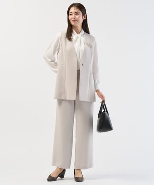 J.PRESS LADIES L 【セットアップ対応】セラテリーダブルクロス ジレ グレージュ系