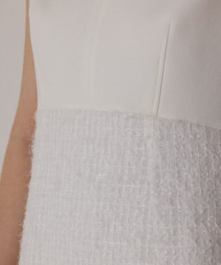 GRACE CONTINENTAL フェザー刺繍コンビワンピース ホワイト