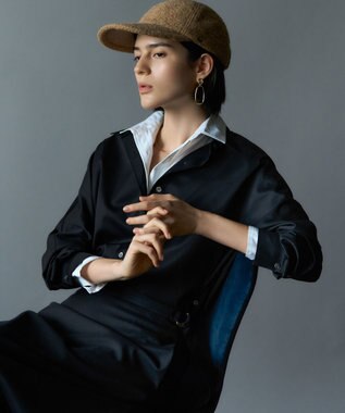 23区 【滝沢眞規子さん着用/洗える】メリノウールサテン 2WAYドルマンスリーブシャツ ブラック系