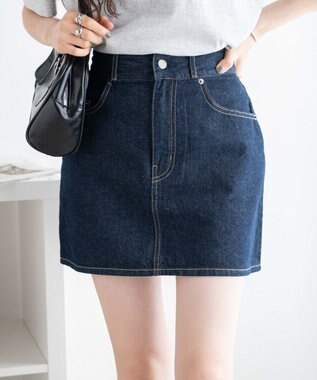 WEGO デニム台形ミニスカート デニム濃色