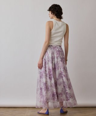 GRACE CONTINENTAL シャドーフラワープリントスカート ピンク