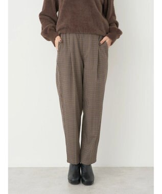 earth music&ecology 裏起毛テーパードパンツ Check Brown