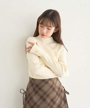 earth music&ecology ハートプレートリブニットプルオーバー Ivory