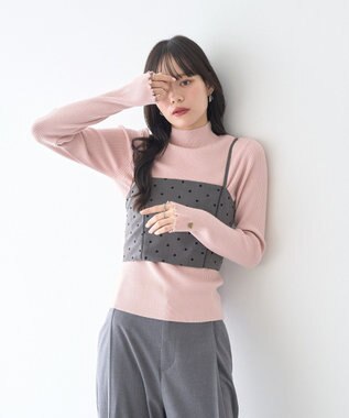 earth music&ecology ハートプレートリブニットプルオーバー Ivory