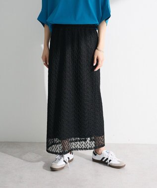 Green Parks ニットレースＩラインスカート Black