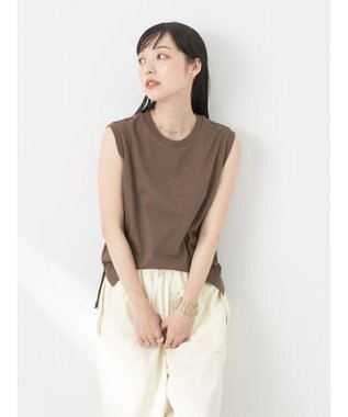 earth music&ecology ノースリーブカットソー（汗じみ防止） Brown